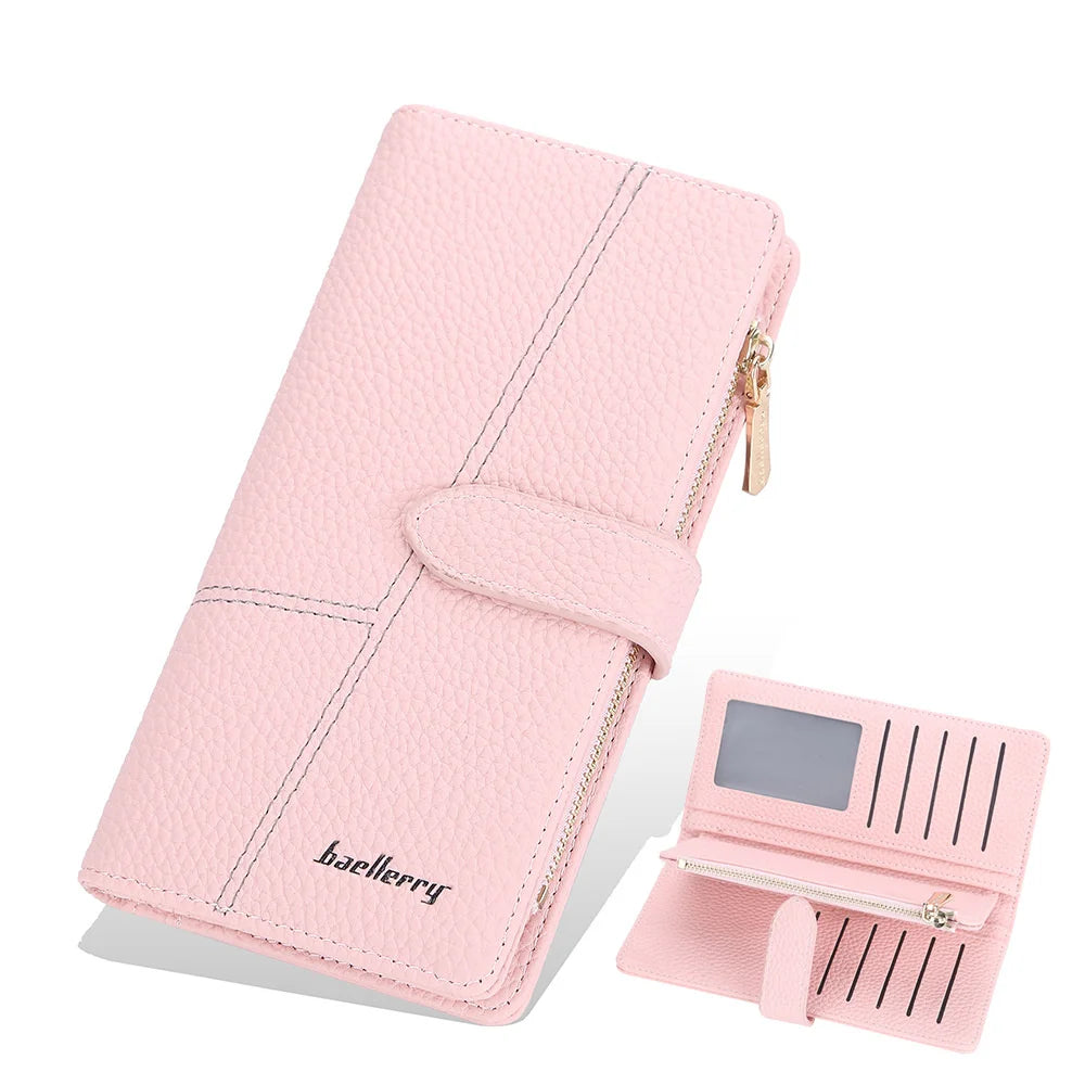 Women's Long Wallet Zipper Handbag Lychee Pattern
