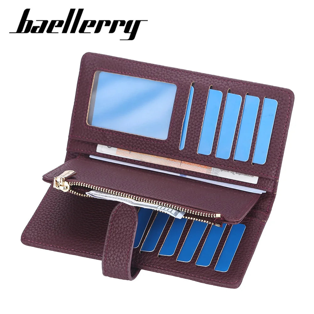 Women's Long Wallet Zipper Handbag Lychee Pattern