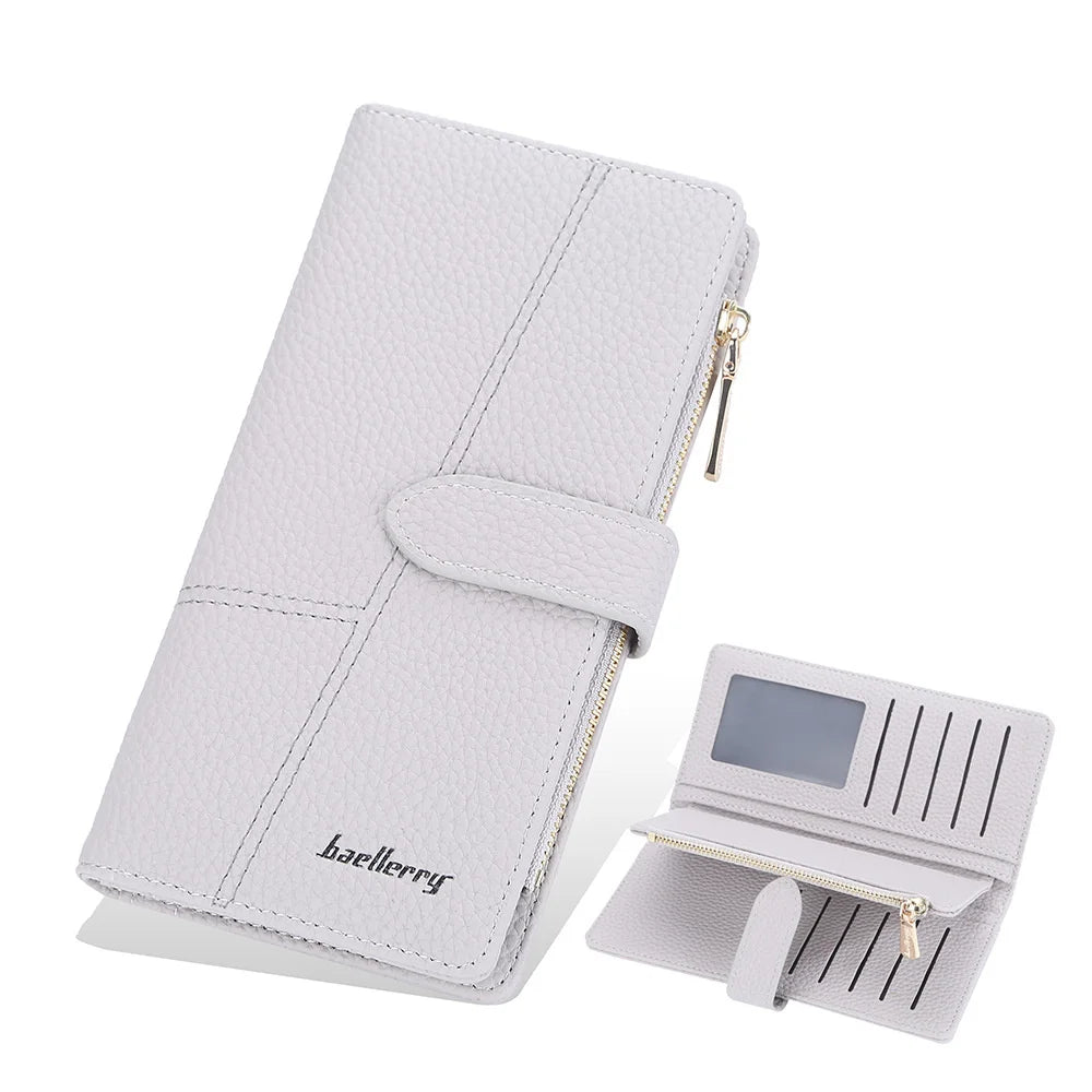 Women's Long Wallet Zipper Handbag Lychee Pattern