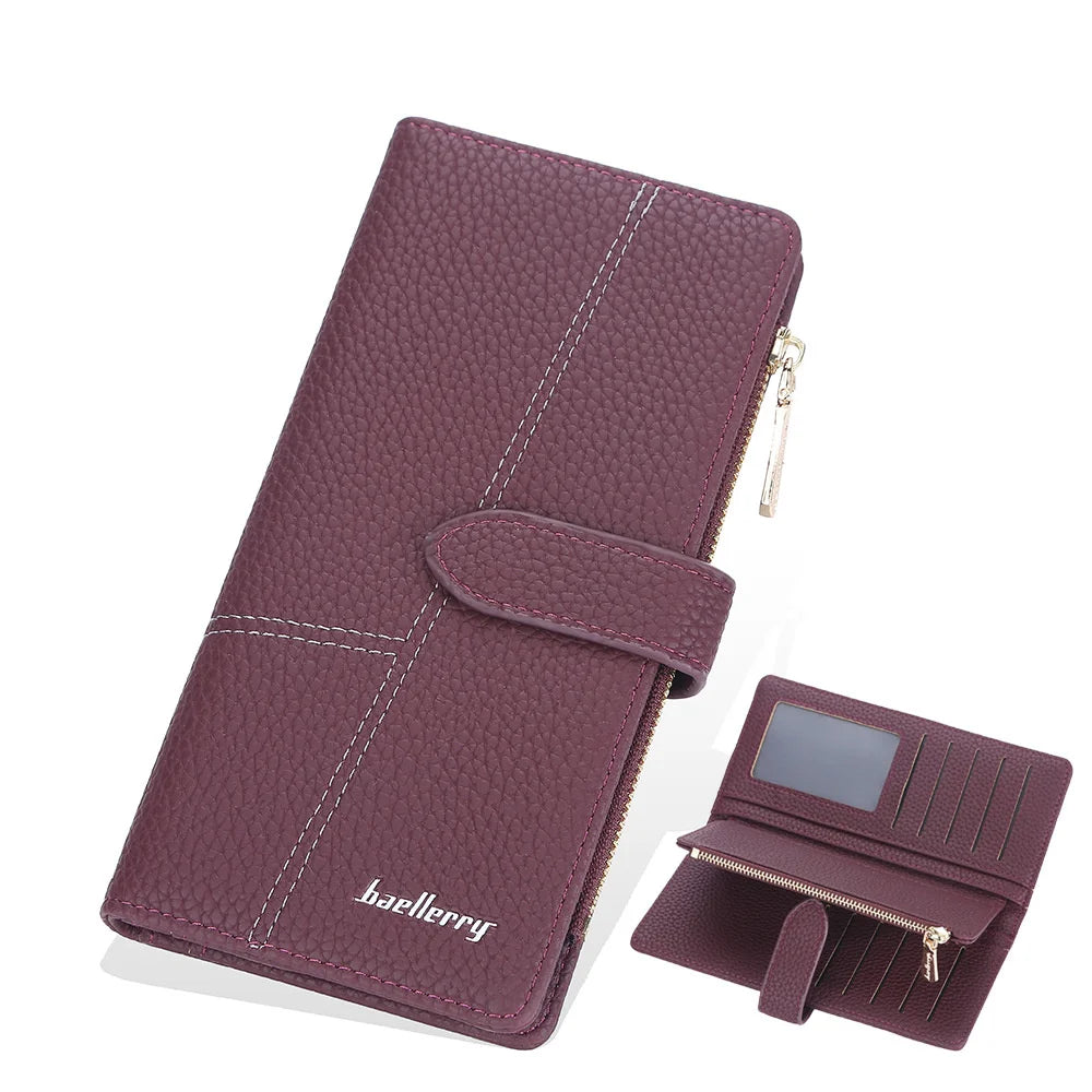 Women's Long Wallet Zipper Handbag Lychee Pattern