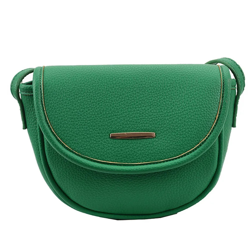 Retro Lychee Pattern Shoulder Bag Net Red Messenger Bag Saddle Bag