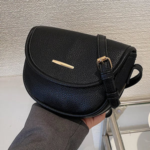 Retro Lychee Pattern Shoulder Bag Net Red Messenger Bag Saddle Bag