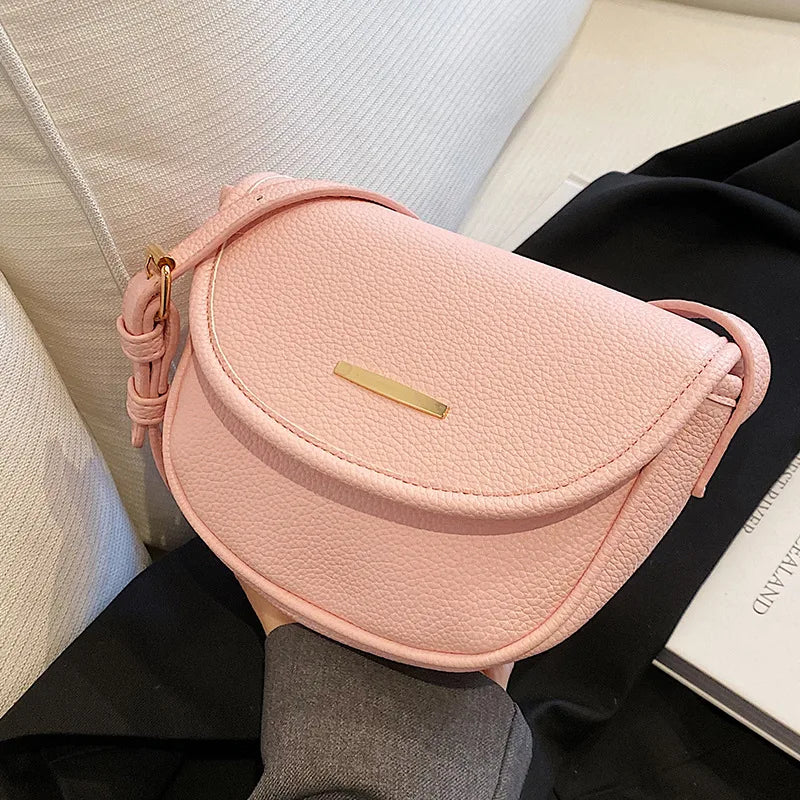 Retro Lychee Pattern Shoulder Bag Net Red Messenger Bag Saddle Bag