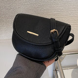 Retro Lychee Pattern Shoulder Bag Net Red Messenger Bag Saddle Bag