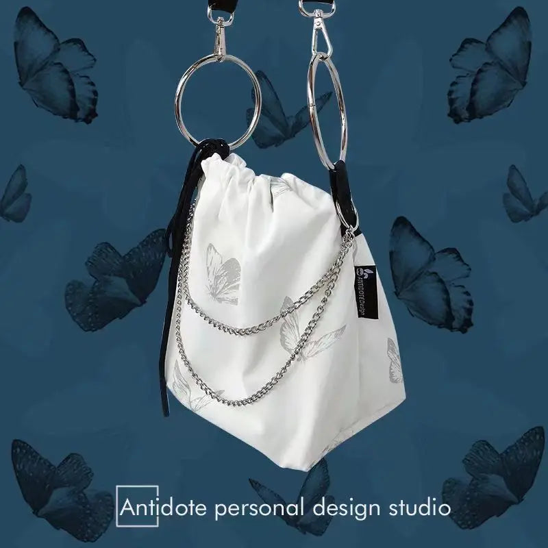 Reflective Butterfly Messenger Chain Bag Drawstring Bag