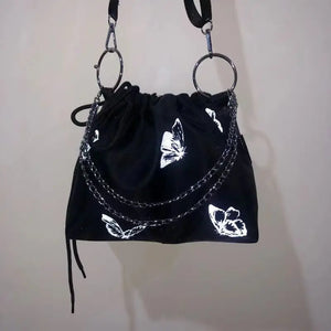 Reflective Butterfly Messenger Chain Bag Drawstring Bag