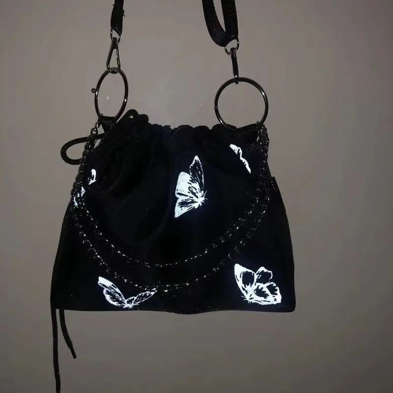 Reflective Butterfly Messenger Chain Bag Drawstring Bag
