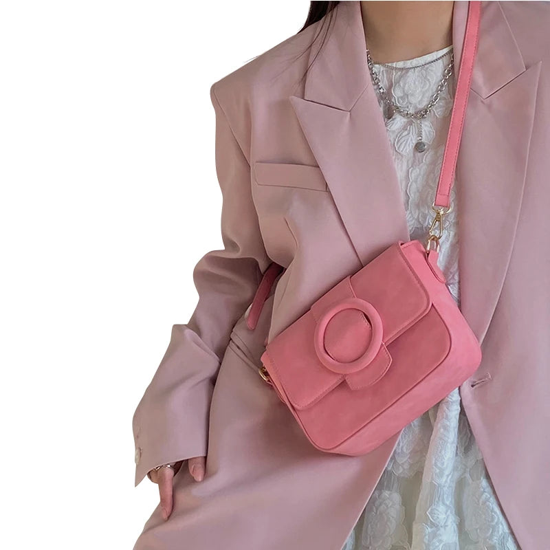 Cherry Powder One Shoulder Crossbody Handbag Girl Heart Macaron