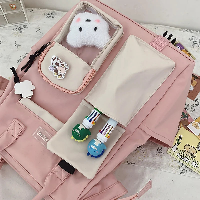 Preppy Style Waterproof Candy Colors Backpack for Women