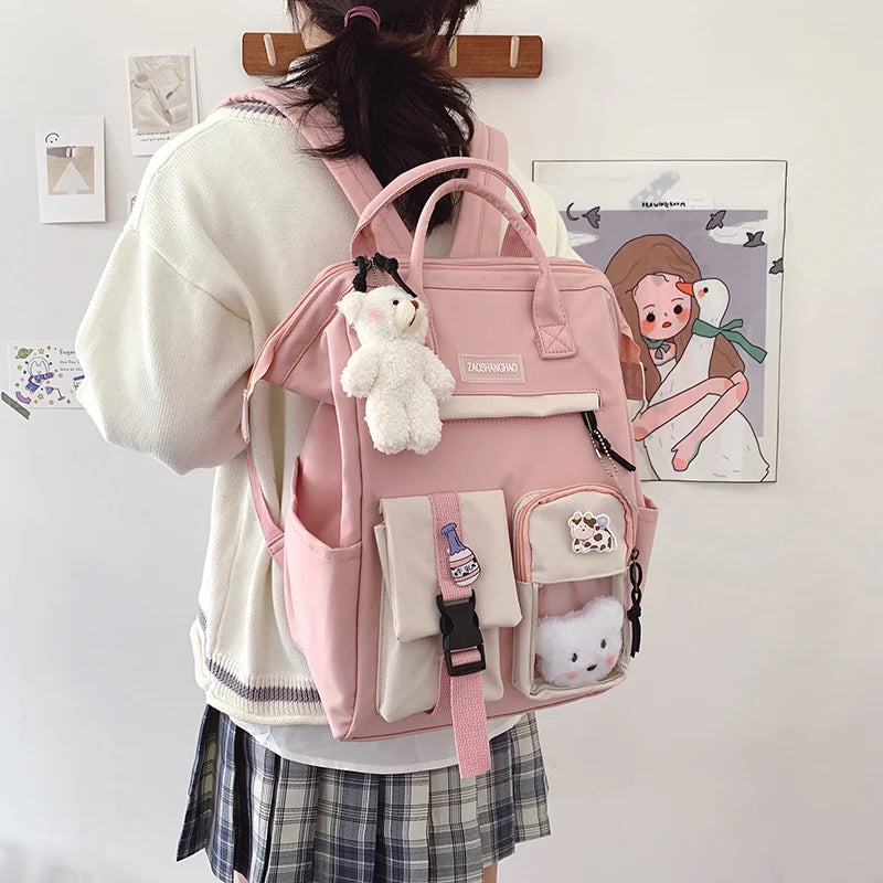 Preppy Style Waterproof Candy Colors Backpack for Women