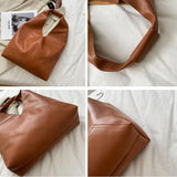 French Style Leather Shoulder Bag Large Capacity Tote Bag