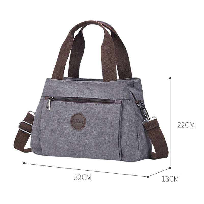 Casual Women's Canvas Shoulder Bag Multi-compartment Large Capacity