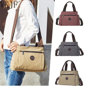 Casual Women's Canvas Shoulder Bag Multi-compartment Large Capacity