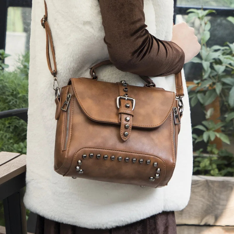 Vintage Oil Leather Handbag Women Bag Crossbody KL600