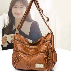 Vintage Crossbody Bags Female Bag Brown Soft Shopper Bag