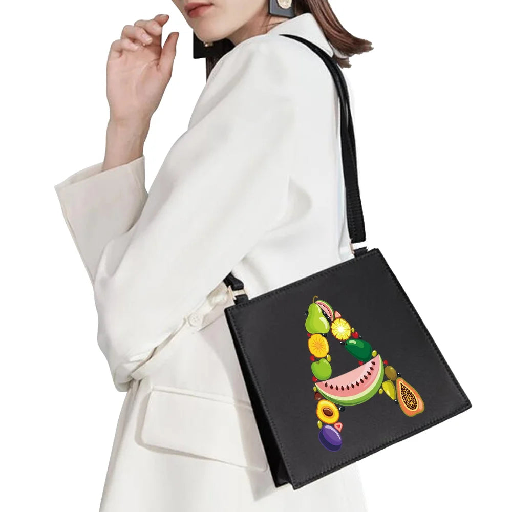 Square Bag Initial Name Letter Pattern Printing Commuter Bag