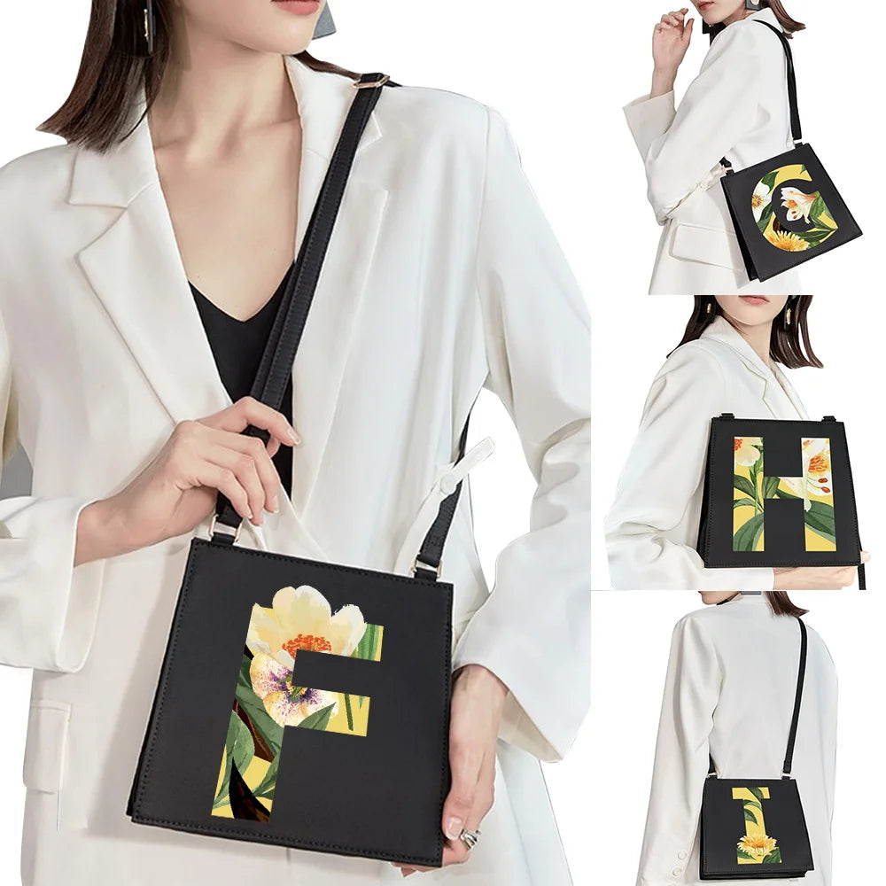 Square Bag Initial Name Letter Pattern Printing Commuter Bag Woman Bag Shoulder
