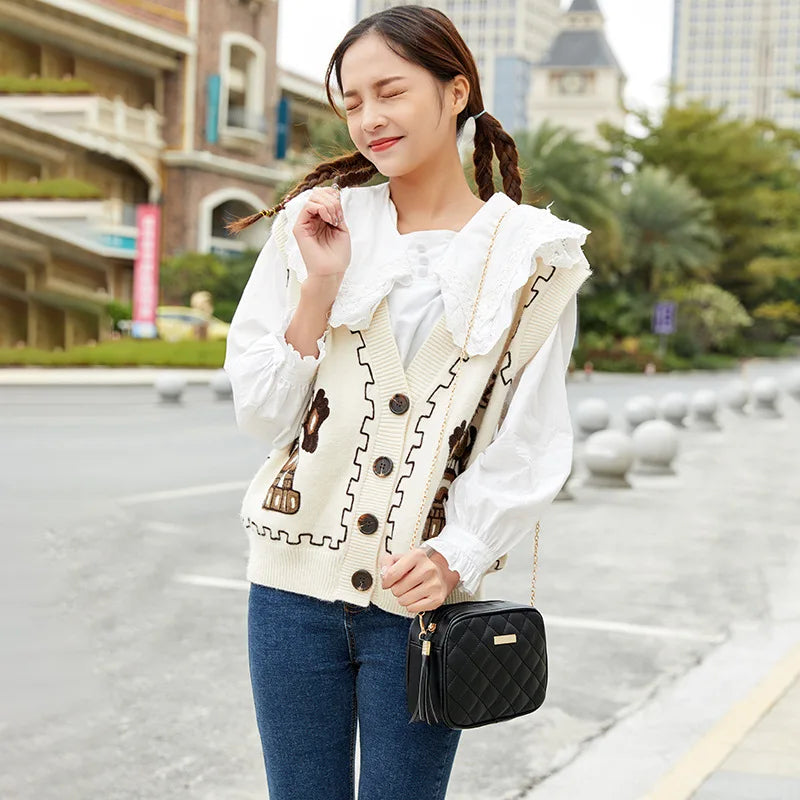 Small Tassel Tide Female BaoLing Lattice Embroidery Camera Shoulder Bag