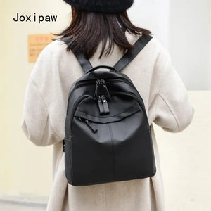 Women's Casual Travel Backpack Large Capacity School Bag Soft PU Leather