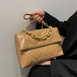 Spring Chain Women Shoulder Bag Plaid Pu Leather Crossbody Bags