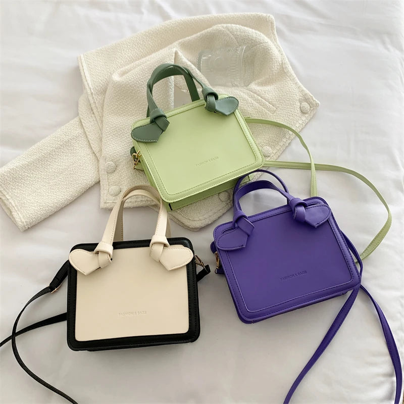 Mini Square Handbag Women Solid Texture Messenger Bags