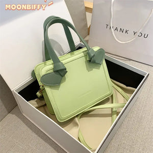 Mini Square Handbag Women Solid Texture Messenger Bags