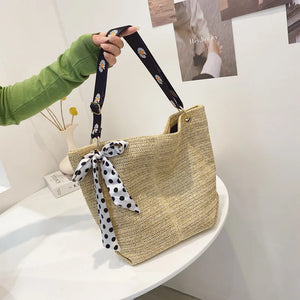 Straw Bag Summer Sweet Fresh Shoulder Messenger Beach Tote Bag