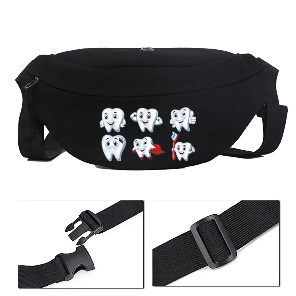 Cartoon Tooth Pattern Canvas Shoulder Bag
