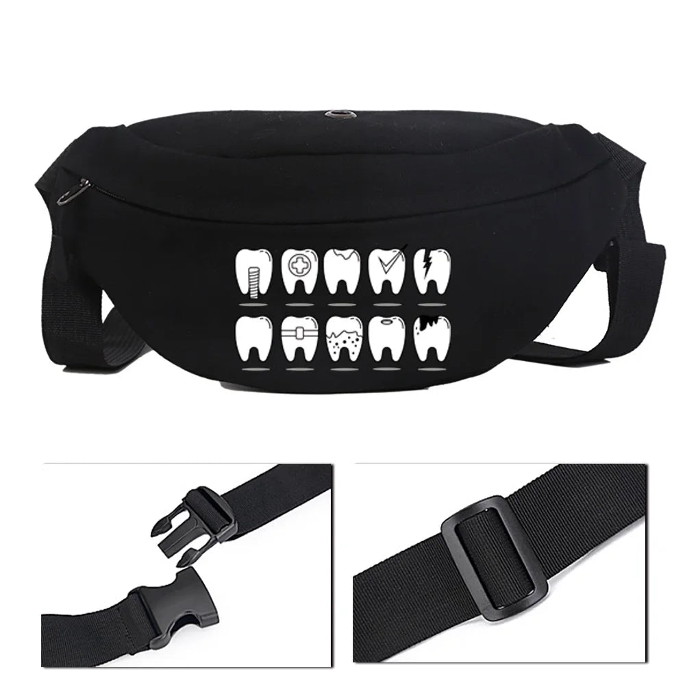 Cartoon Tooth Pattern Canvas Shoulder Bag