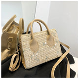 Summer Bohemia Women Straw Handbag Flower Embroidery Purse Rattan Handbags