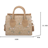 Summer Bohemia Women Straw Handbag Flower Embroidery Purse Rattan Handbags