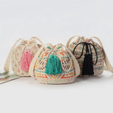 Bohemian Straw Woven Large Bucket Beach Bag
