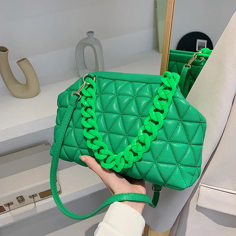 Bright Colour Crossbody Bag for Women with Acrylic Chain