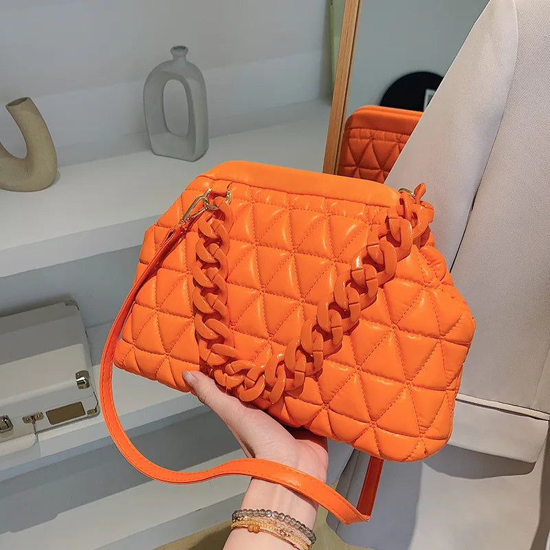 Bright Colour Crossbody Bag for Women with Acrylic Chain
