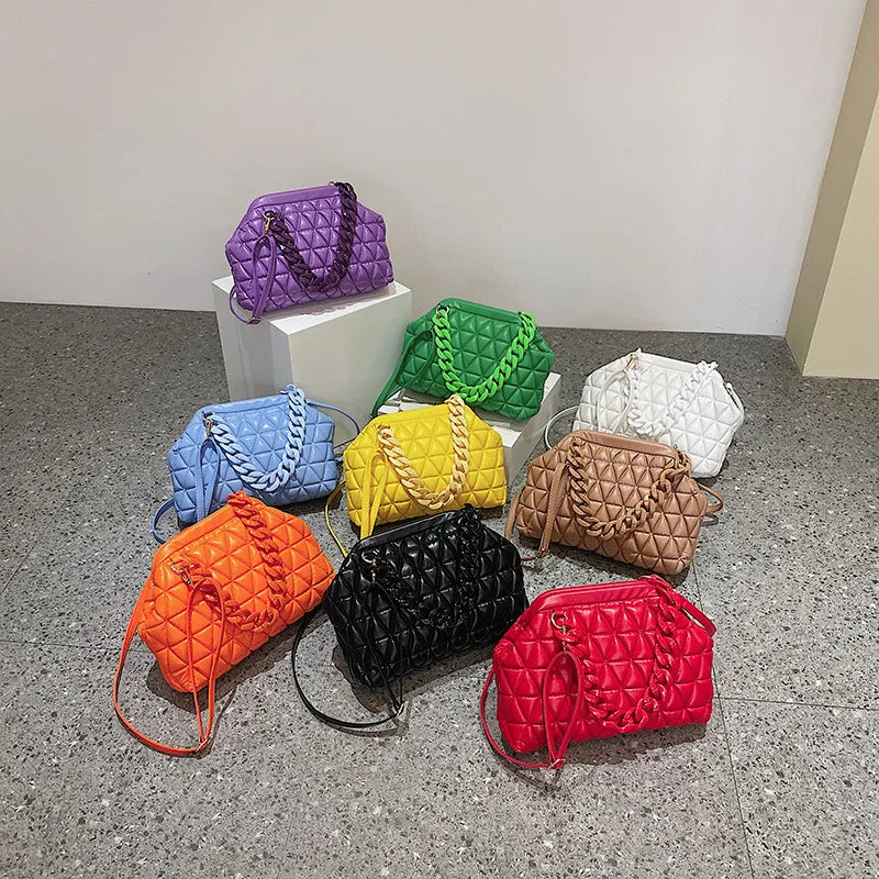 Bright Colour Crossbody Bag for Women with Acrylic Chain