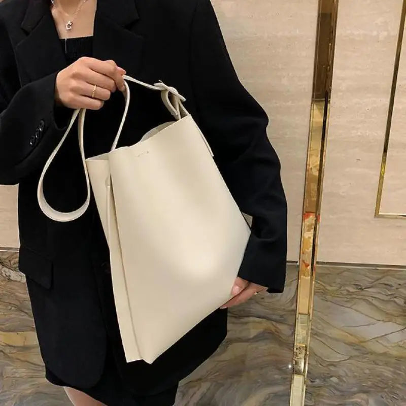 Summer Women's Shoulder Bag Large Capacity Soft PU Leather Rectangular Tote Bag