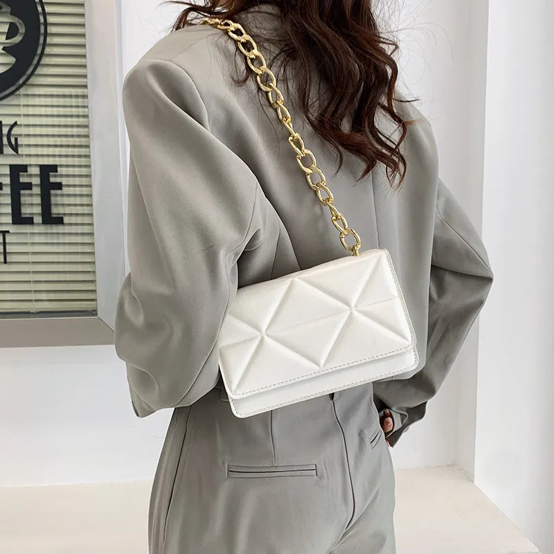 Summer Chain Shoulder Bag Casual Pu Leather Underarm Bags For Women
