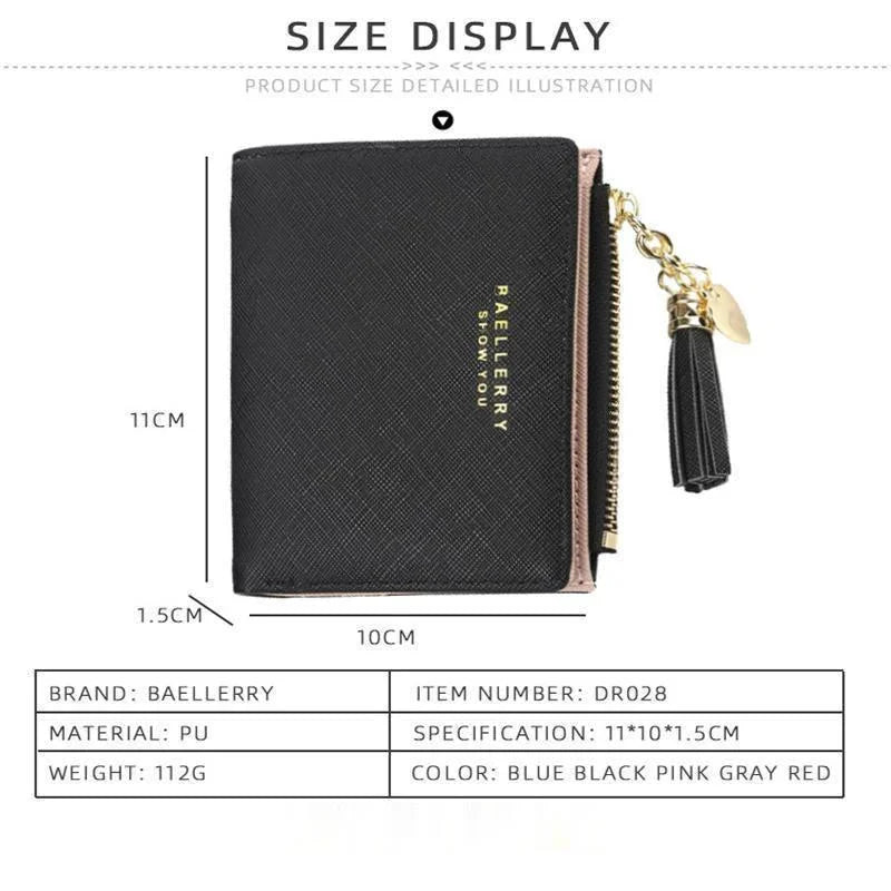 Tassel Women Wallet Small Leather Zipper Purses