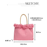 Women Canvas Shoulder Bags Tassel Handbags Totes Ins Shopping Totes