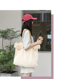 Women Canvas Shoulder Bags Tassel Handbags Totes Ins Shopping Totes