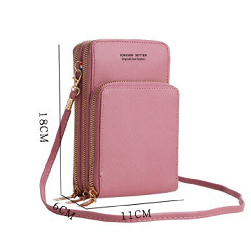 Women's Multifunction Touch Screen Phone Bag Soft Leather Messenger Handbag