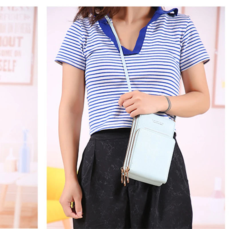 Women's Multifunction Touch Screen Phone Bag Soft Leather Messenger Handbag