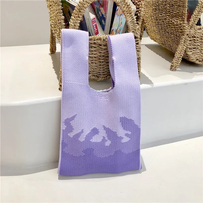 Knitted Checkerboard Women's Bag Houndstooth Handbag Small Tote Bag