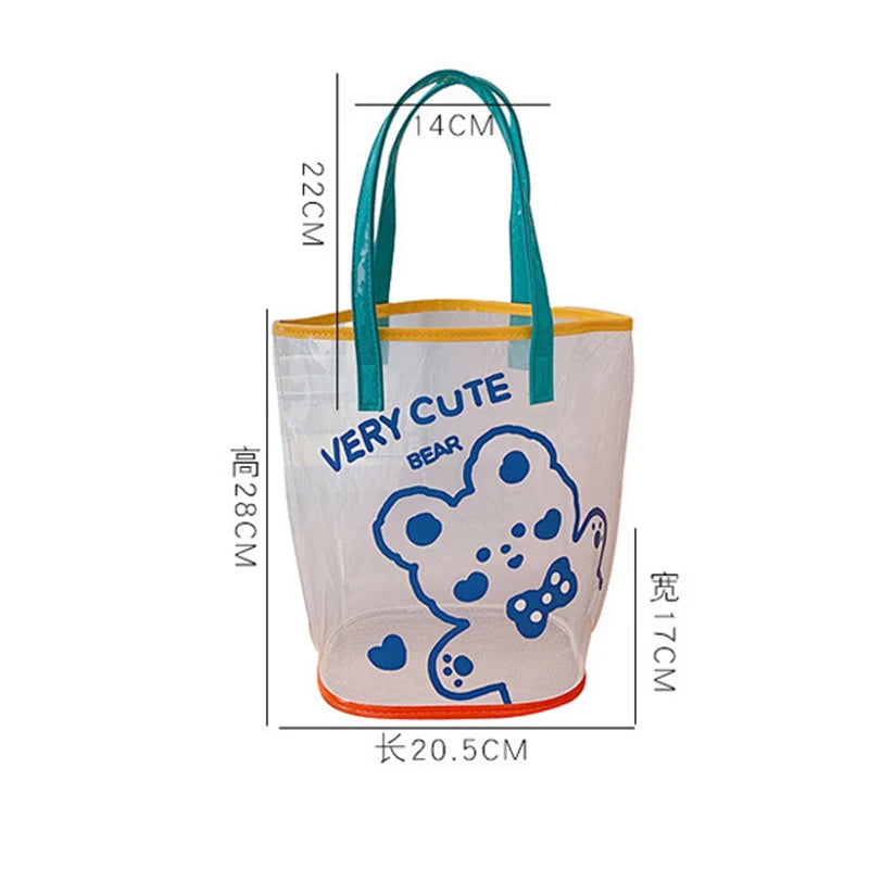 Shoulder Bag for Women Bear Bunny Transparent Waterproof Beach Bags