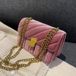 Vintage Velvet Leather Small Crossbody Shoulder Bags for Women Winter Tote Purse