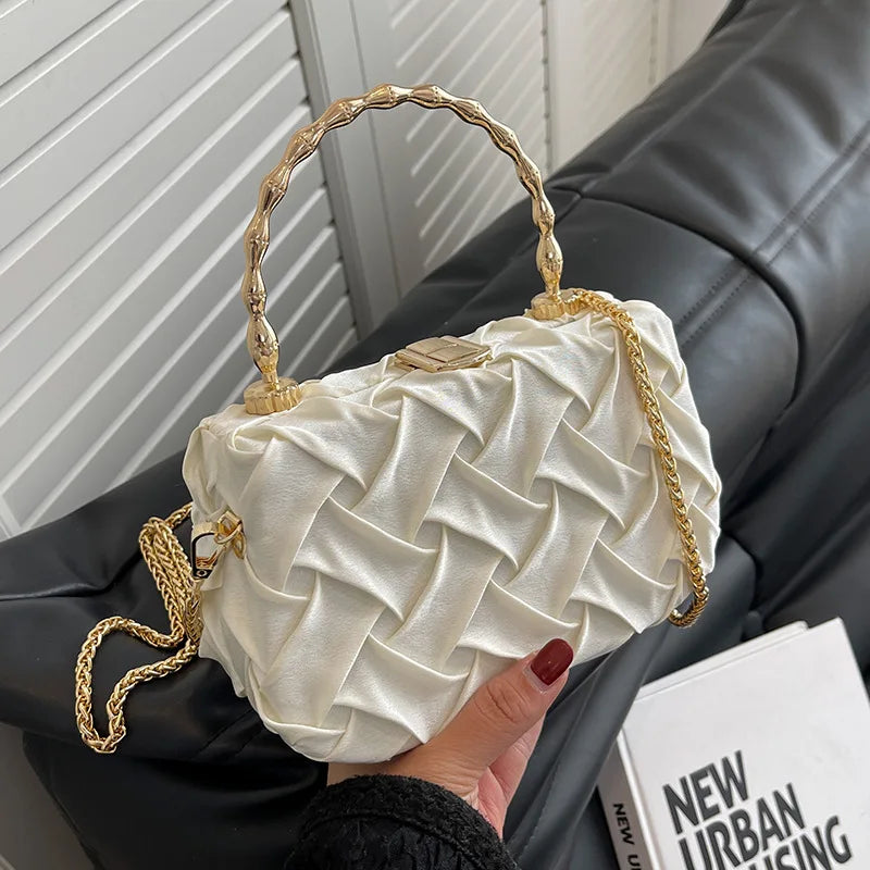 Small Tote Bag with Metal Chain Women's Handbag