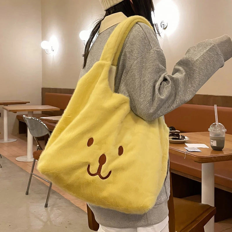 Winter Plush Shoulder Bag for Women Ladies Shopping Handbag Female Tote Bag