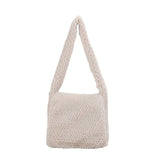 Winter Soft Plush Shoulder Bag Vintage Solid Tote Bucket Bags