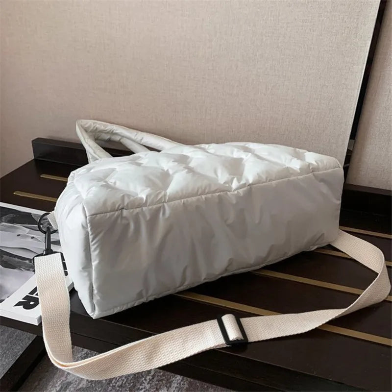 Winter Women Space Padded Down Bag Large Capacity Quilted Handbag Shoulder Bag