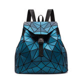 Geometric Plaid Women Backpack Teen School Bag Holographic Drawstring Bag
